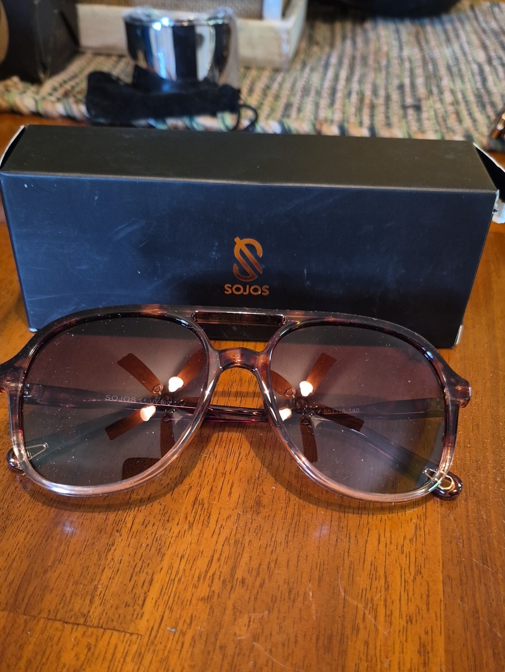 Sojos Men’s Brown Gradient Aviator Sunglasses New